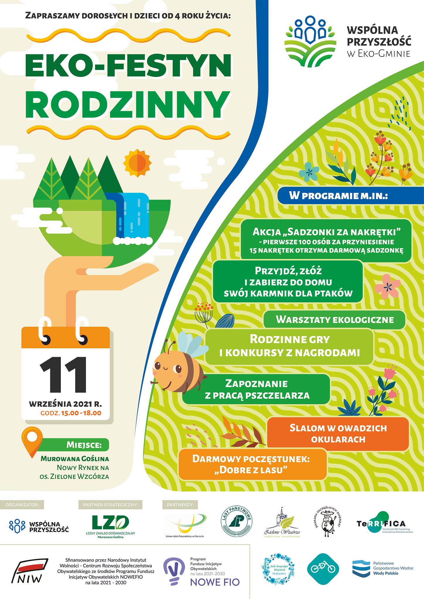 Plakat informujący o Eko Festynie Rodzinnym w Murowanej Goślinie w dniu 11.09.2021. Fot. LZD Murowana Goślina