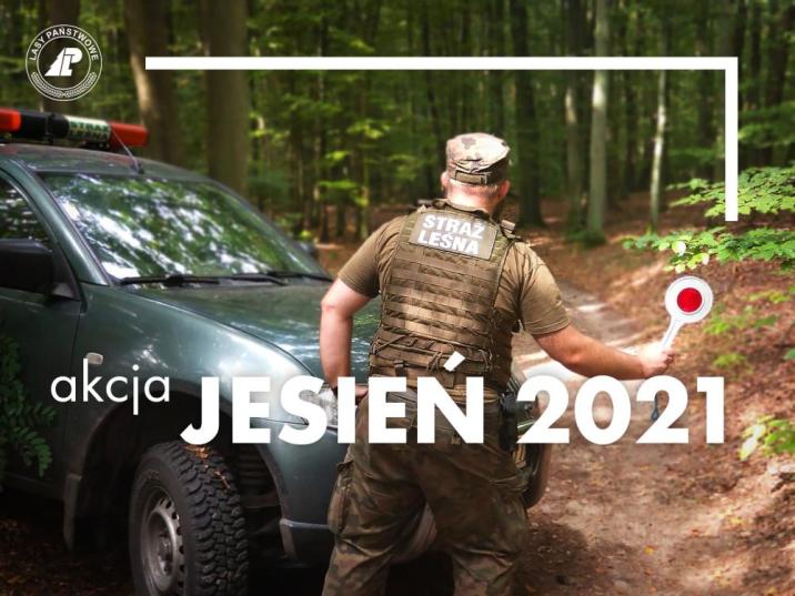 Grafika&#x20;Akcja&#x20;&#x22;Jesień&#x20;2021&#x22;&#x20;przedstawia&#x20;strażnika&#x20;leśnego&#x2e;