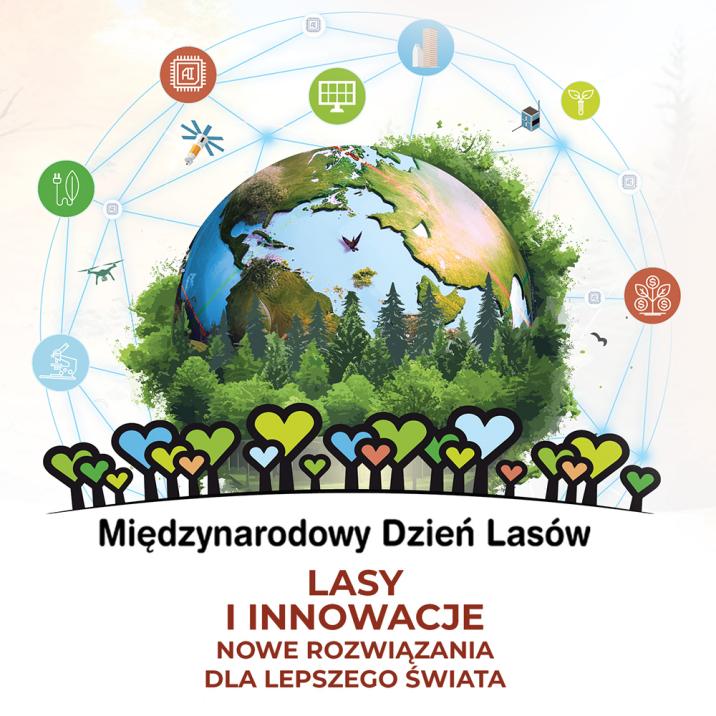 Grafika&#x20;przedstawia&#x20;kulę&#x20;ziemską&#x20;z&#x20;lasami&#x20;i&#x20;siecią&#x20;różnych&#x20;powiązań&#x20;oraz&#x20;hasłem&#x20;Lasy&#x20;i&#x20;innowacje&#x20;nowe&#x20;rozwiązania&#x20;dla&#x20;lepszego&#x20;świata&#x2e;&#x20;Źródło&#x3a;&#x20;FAO